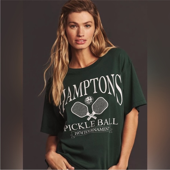 NWOT Letluv Hamptons Pickleball Graphic Tee XS Dark Green - Picture 1 of 8